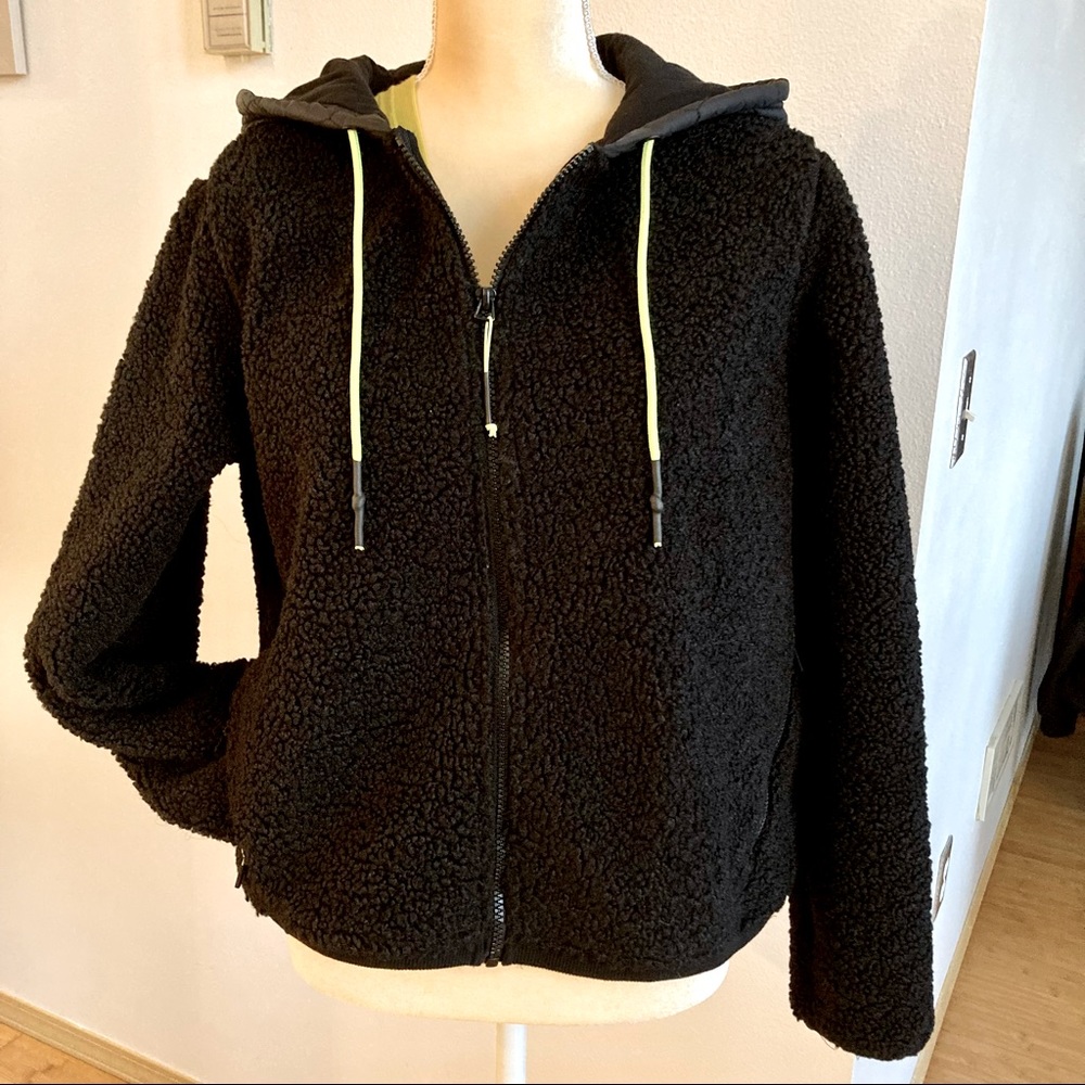 Joylab Black Faux Sherpa Hooded Jacket